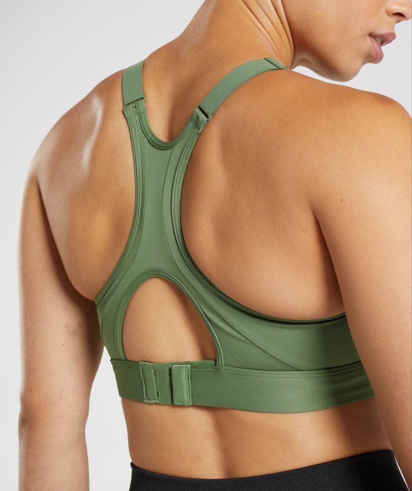 Women's Gymshark High Neck High Support Sports Bra Green | NZ 7GABPJ